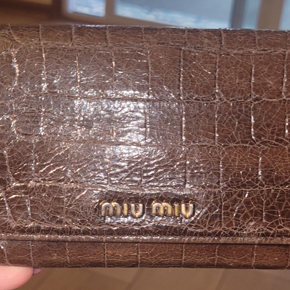 Miu Miu Brown Croc-Embossed Wallet